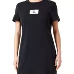 Calvin Klein Mujer Camisón Manga Corta, Negro, S
