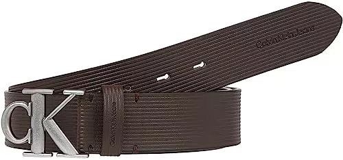 Calvin Klein Round Mono Pl Lthr Tx Belt 35Mm, Hombre