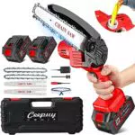 CEEPUY Motosierra a Bateria, 6000mAh Mini Motosierra 6 Pulgadas 800W Eléctrica Portátil con Engrasador Automáticopara y 2 Baterías