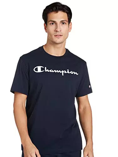 Champion Legacy Classic Logo S/S Camiseta, Azul, L para Hombre