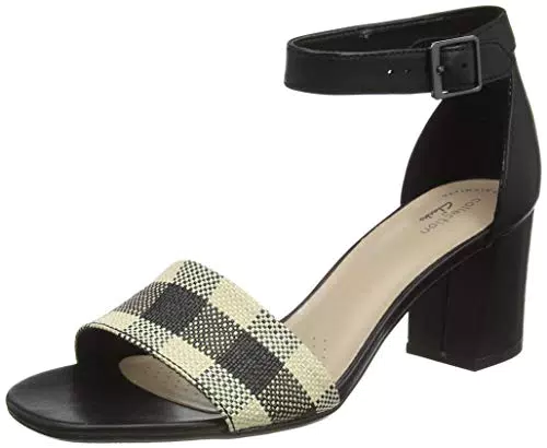 Clarks Jocelynne CAM, Bomba Mujer, Piel combinada de Color Negro