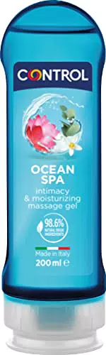 Control Gel Mediterranean Sea 2en1 - Gel de Masaje Corporal con Aroma a Cítricos y Sándalo - 200 ml - Base acuosa - Compatible con preservativo - Hidratante - Hipoalergénico