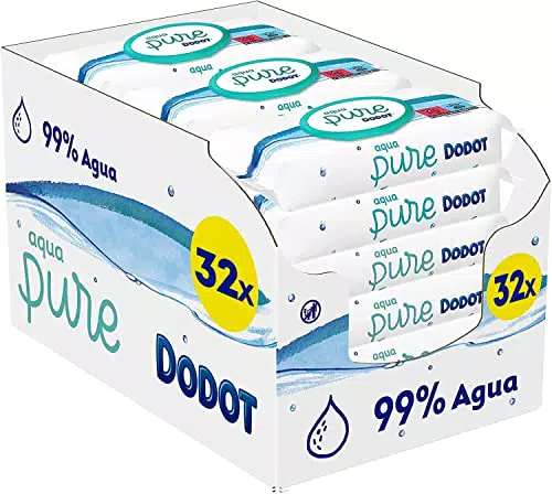 DODOT Toallitas Aqua Pure para Bebé, 99% Agua, 1.536 Toallitas