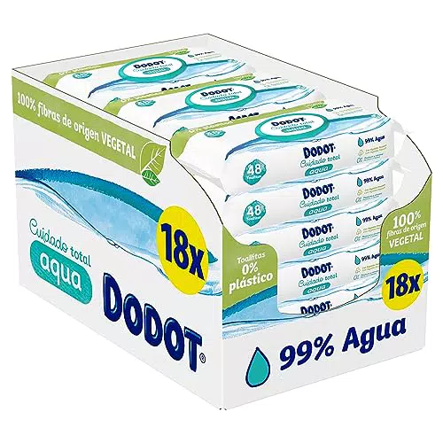 Dodot Toallitas Pure Aqua para Bebé, 99% Agua, 100% Fibras de Origen Vegetal