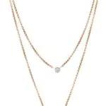 Fossil Collar Para Mujer Misty Autumn, Largo Total:42+46+5Cm Extensión Cadena Collar Acero Inoxidable Oro Rosa
