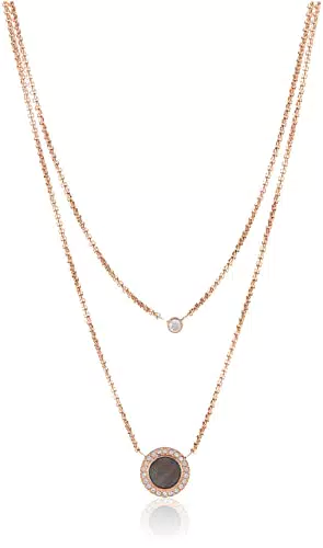 Fossil Collar Para Mujer Misty Autumn, Largo Total:42+46+5Cm Extensión Cadena Collar Acero Inoxidable Oro Rosa