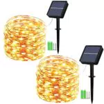 Geemoo 2 Piezas Guirnalda Luces Exterior Solar, 15M 150 LED Blanco Calido