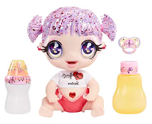 Glitter Babyz, MGA'S Melody HIGHNOTE, Muñeca con 3 Cambios de Color