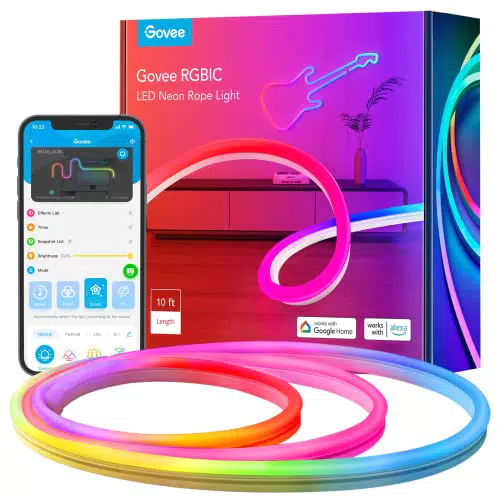 Govee Neon Rope 3M Tira LED de Silicona, 16 Milliones de Color RGBIC para Habitación Gaming