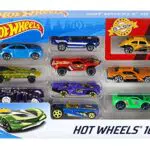 Hot Wheels Pack de 10 Vehiculos, coches de juguete,