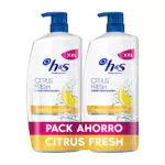 H&S Champú Anticaspa Citrus - Champú Pelo Graso - 2x1000 ml