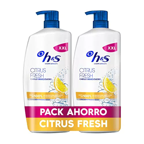 H&S Champú Anticaspa Citrus - Champú Pelo Graso - 2x1000 ml