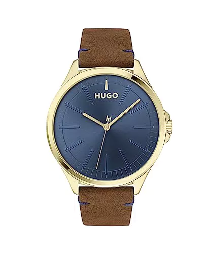 HUGO Reloj Analógico de Cuarzo para hombre con Correa en piel Marrón - 1530134