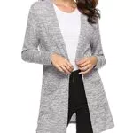 Irevial Cardigan Largo Mujer Ligero Casual Chaqueta Abierto de Manga Larga Elegante Rebecas Larga Mujer para Primavera Verano Gris