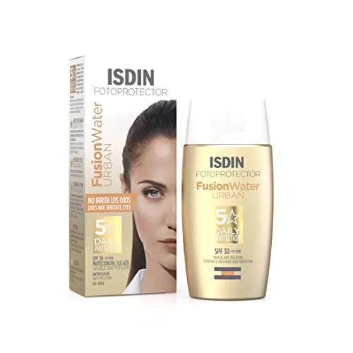 Isdin Fotoprotector Fusion Water Urban SPF 30 - Protector Solar Facial Ultraligero de Uso Diario para entornos Urbanos