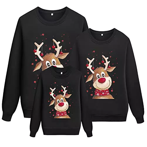 Jersey Navidad Familia Suéter Familia Invierno Sudadera Navidad Familia Manga Larga Pullover Mujer Hombre Niño Niña Chica Chico Christmas Jumper Blusas Cuello Redondo Tops Talla Grande