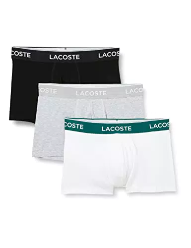 Lacoste 5H3389 Boxer Corto para Hombre, Noir/Blanc-Argent Chine