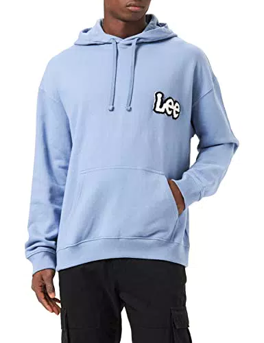 Lee Holgada Sudadera con Capucha, Azul, L para Hombre