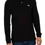 Lee Polo de Manga Larga Camiseta, Color Negro, M para Hombre