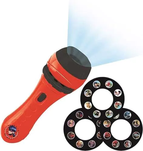 Lexibook Lexi Disney, Prodigiosa Ladybug, Miraculous-Linterna de bolsillo con proyector 3 discos y 24 imágenes LTC050MI