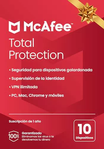 McAfee Total Protection 2023, 10 dispositivos, Software de seguridad en Internet con antivirus