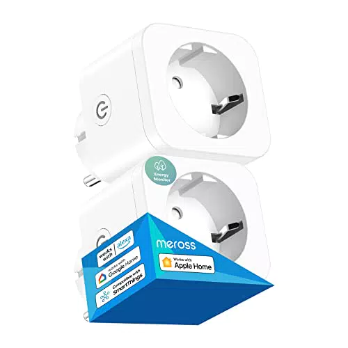 Meross Enchufe Inteligente para Apple HomeKit 16A, Enchufe WiFi con Medición de Consumo
