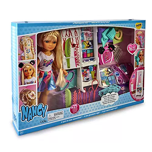Nancy - Espejo 1001 Peinados, muñeca con un Armario Lleno Accesorios para Jugar a Hacer Peinados Divertidos maquillar