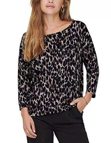 ONLY Printed 3/4 Sleeved Top Suéter, Grigio, L para Mujer