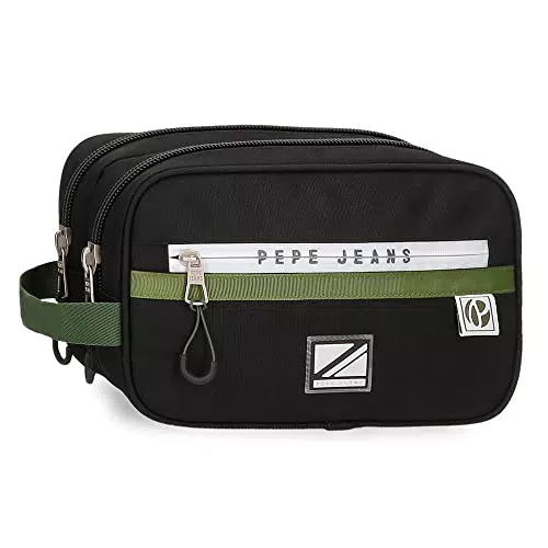 Pepe Jeans Luca Neceser Dos Compartimentos Adaptable Negro 26x16x12 cms Poliéster