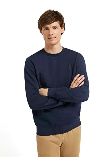 Polo Club Sudadera Clásica Azul Marina para Hombre con Cuello Redondo - 100% Algodón - Sin Capucha Crew Neck Sweatshirt