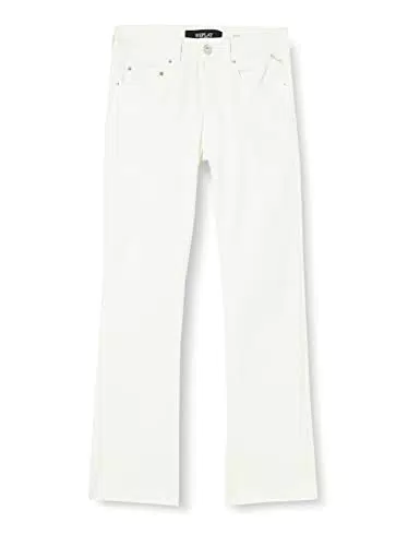 REPLAY Faaby Flare Crop Vaqueros para Mujer, 100 Blanco Natural.