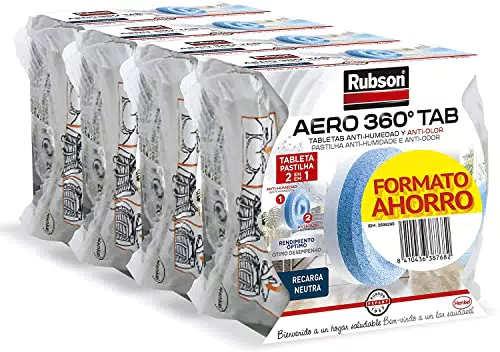 Rubson AERO 360° Tabletas de olor neutro, absorbe humedad y neutraliza malos olores