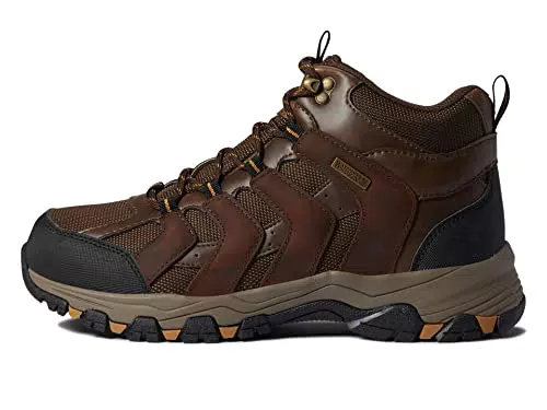 Skechers SELMEN RELODGE, Botas para Hombre, Dark Brown Leather W/ Mesh