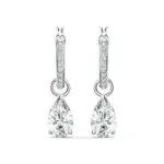 Swarovski Pendientes Attract, Talla Pera, Blanco, Baño de Rodio