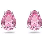 Swarovski Pendientes de Botón Gema para Mujer, Cristal Rosa de Talla Pera