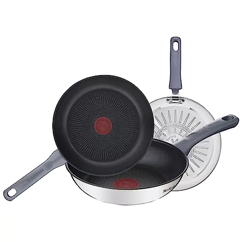 Tefal Daily Cook - Juego de 3 Sartenes de 20, 24 y 26 cm de acero inoxidable