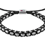 Tommy Hilfiger Jewelry Pulsera para Hombre de cordón y acero Negro - 2790182