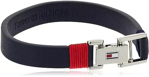 Tommy Hilfiger Jewelry Pulsera para Hombre de Piel Azul marino - 2790226S