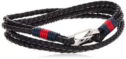 Tommy Hilfiger Jewelry Pulsera para Hombre de Piel Negro - 2700534