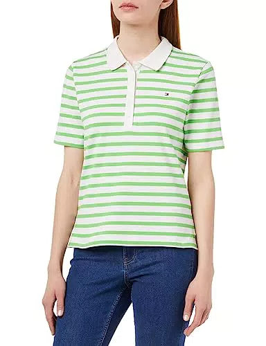 Tommy Hilfiger Mujer Polo de Manga Corta 1985 Pique Stripe Polo Regular Fit