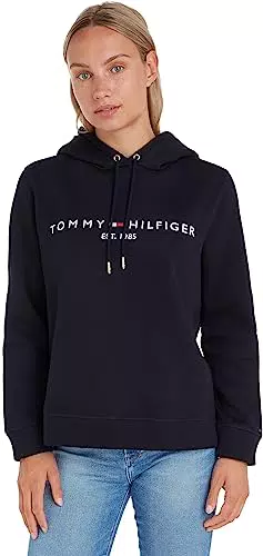 Tommy Hilfiger Mujer Sudadera Heritage con Capucha, Azul