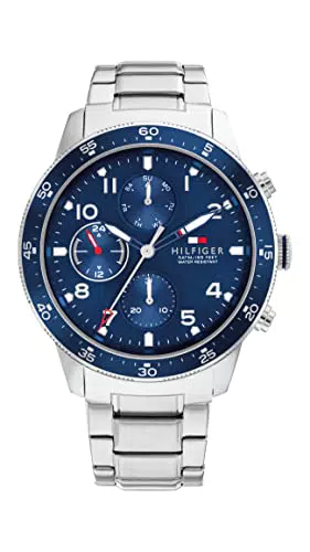 Tommy Hilfiger Reloj Analógico de Cuarzo multifunción para hombre con Correa en Acero Inoxidable plateada - 1791949