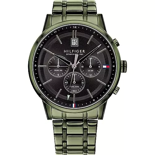 Tommy Hilfiger Reloj Analógico de Cuarzo multifunción para hombre con Correa en Acero Inoxidable Verde - 1791634