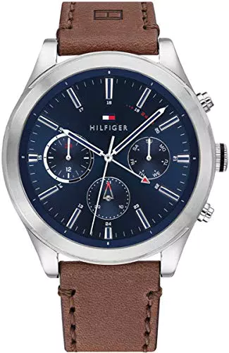 Tommy Hilfiger Reloj Analógico de Cuarzo multifunción para hombre con Correa en piel Marrón - 1791741