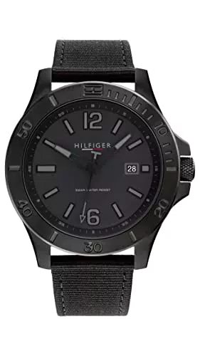 Tommy Hilfiger Reloj Analógico de Cuarzo para hombre con correa de tejido con plástico del océano Negro - 1791993