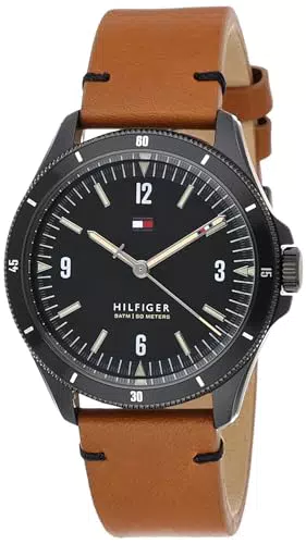 Tommy Hilfiger Reloj Analógico de Cuarzo para hombre con Correa en piel Marrón - 1791906