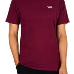 Vans Camiseta Mini Script para Hombre, Burdeos, S