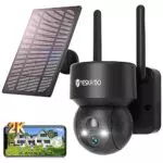 YESKAMO Cámara de Vigilancia WiFi Exterior 2K Batería 15000mAh Inalámbrica PTZ 360° con Panel Solar IP66 sin Cable