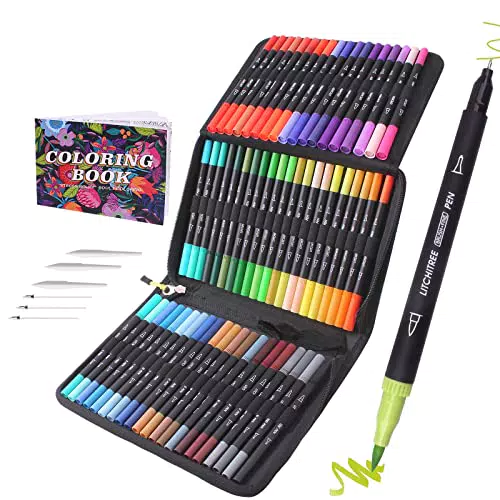 72 Rotuladores Lettering, Diuraa Rotuladores de Punta Fina Rotuladores Punta Pincel Lettering Kit para Niñas