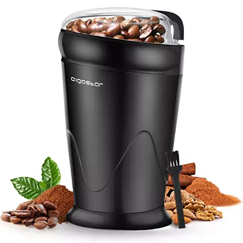 Aigostar Molinillo de Café Eléctrico, Molino Cafe Cereales con Cuchillas Acero Inoxidable